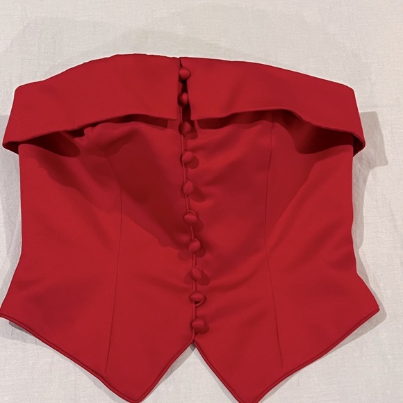 NWT BLACK TIE Red Satin 2pc Strapless Top Skirt Ballgown Holiday Tuxedo 4 Small - Picture 2 of 9